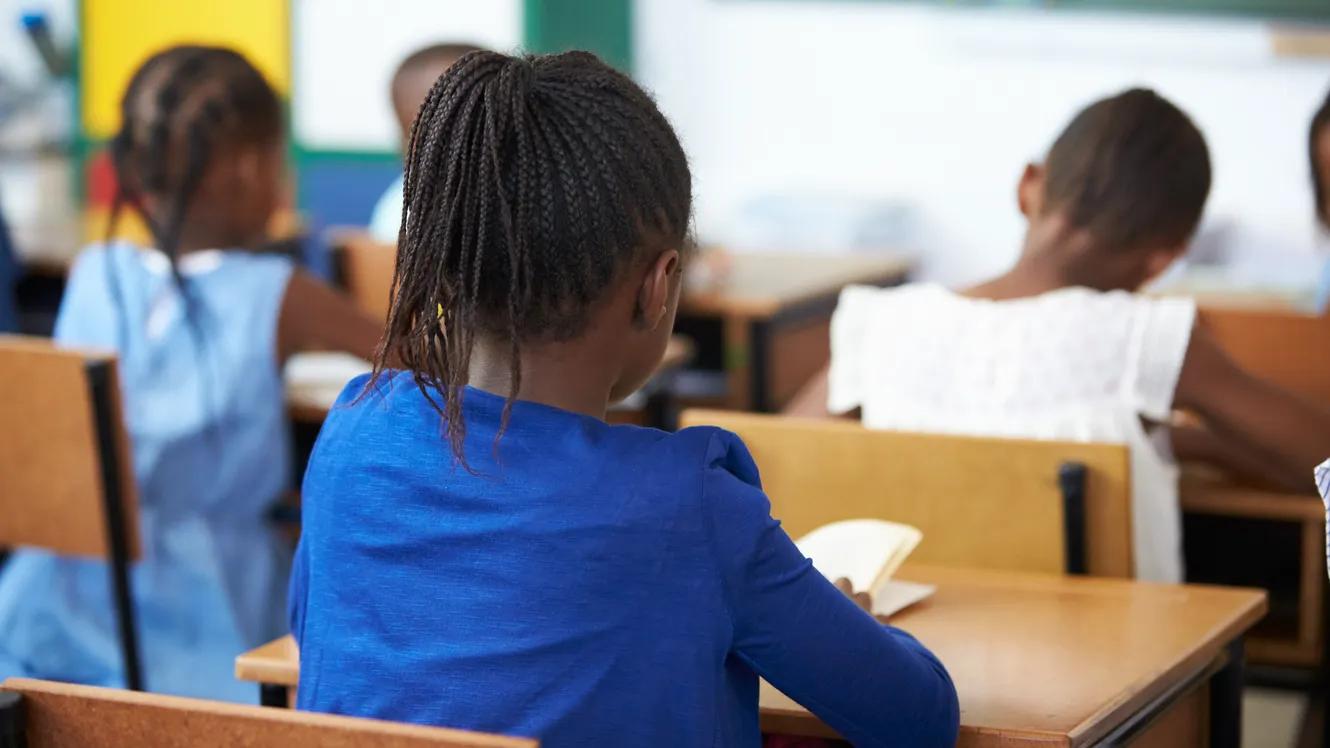 Petite fille de dos dans une classe